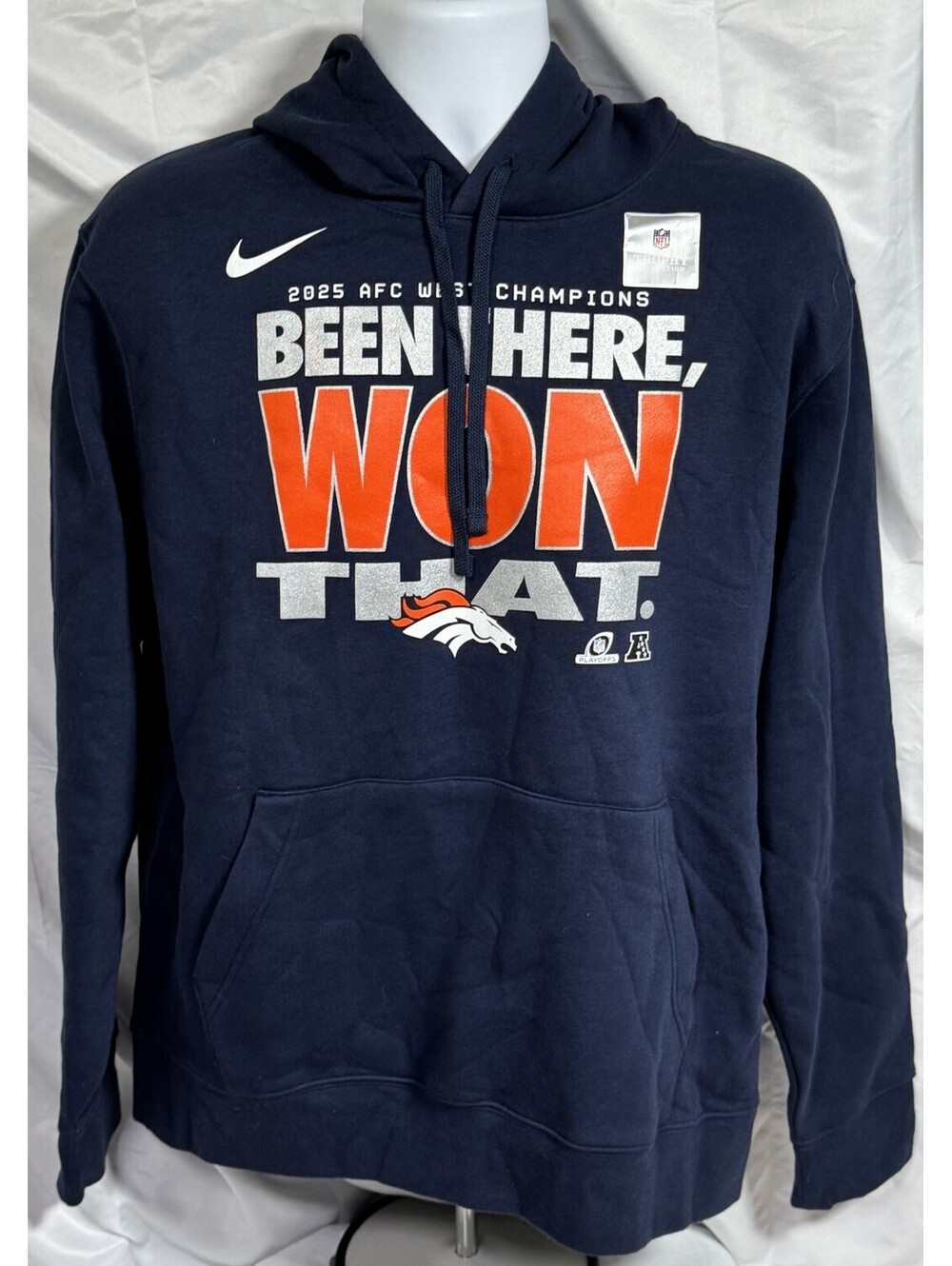 Nike Denver Broncos "Been There Won That" Hoodie 2025 AFC Champions Men's L NEW